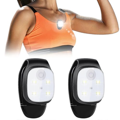 Lot de 2 feux de position à clipser de nuit en plein air Lumières LED rechargeables USB réfléchissantes Petit équipement de course léger
