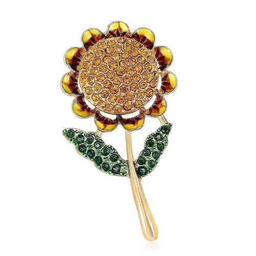 Femmes Strass Tournesol Émail Broche Broche Broche Vêtements Ornement Décor Bijoux Cadeau Créatif Et Utile