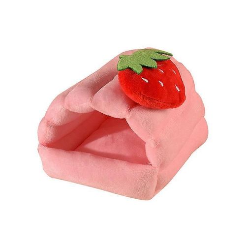 Rat Hamster Maison Lit D¿Hiver Chaud Polaire Petit Animaux De Compagnie Chinchilla Maison Accessoires Rose L (20 * 19 * 15cm)