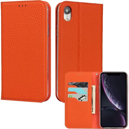 Gothicana By Empetui Coque Pour Iphone 13 [Housse En Cuir Véritable] [Rfid Blocage] [Emplacement Pour Carte] [Béquille], Etui À Rabat Etui Pochette Portefeuille Pour Iphone 13-Orange