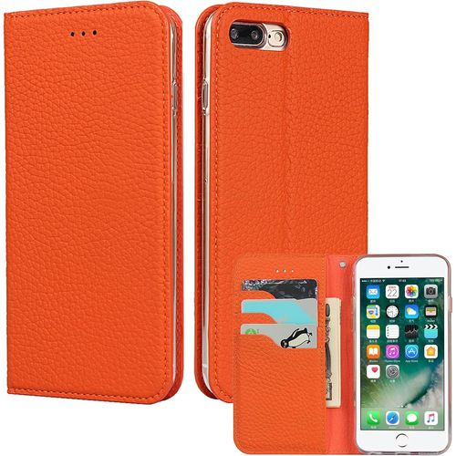 Gothicana By Empetui Coque Pour Iphone 13 [Housse En Cuir Véritable] [Rfid Blocage] [Emplacement Pour Carte] [Béquille], Etui À Rabat Etui Pochette Portefeuille Pour Iphone 13-Orange