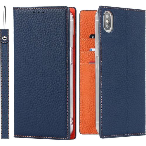 Gothicana By Empetui Coque Pour Iphone 13 [Housse En Cuir Véritable] [Rfid Blocage] [Emplacement Pour Carte] [Béquille], Etui À Rabat Etui Pochette Portefeuille Pour Iphone 13-Orange