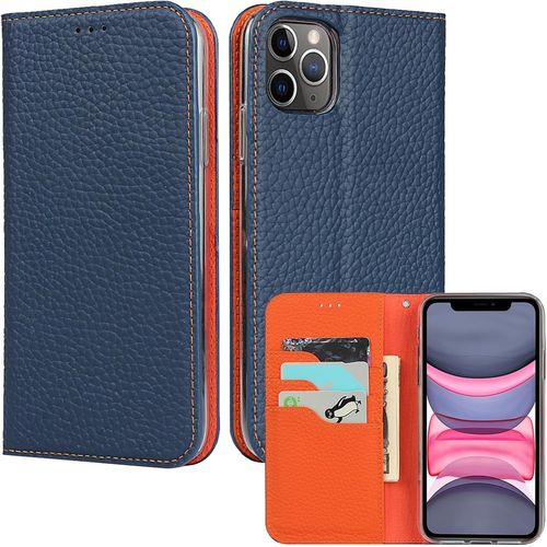 Gothicana By Empetui Coque Pour Iphone 13 [Housse En Cuir Véritable] [Rfid Blocage] [Emplacement Pour Carte] [Béquille], Etui À Rabat Etui Pochette Portefeuille Pour Iphone 13-Orange