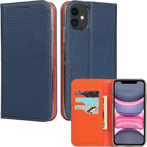 Gothicana By Empetui Coque Pour Iphone 13 [Housse En Cuir Véritable] [Rfid Blocage] [Emplacement Pour Carte] [Béquille], Etui À Rabat Etui Pochette Portefeuille Pour Iphone 13-Orange