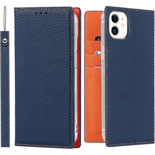 Gothicana By Empetui Coque Pour Iphone 13 [Housse En Cuir Véritable] [Rfid Blocage] [Emplacement Pour Carte] [Béquille], Etui À Rabat Etui Pochette Portefeuille Pour Iphone 13-Orange