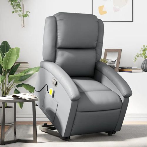Fauteuil Inclinable De Massage Gris Similicuir