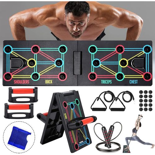 Push Up Rack Board Portable Multifonctionnelle Pliante 12 En 1, Planche Push Up Avec Gants De Protection Et Coussinets En Silicone Antidérapants, Unisexe Appareil Musculation[Yun4140024]