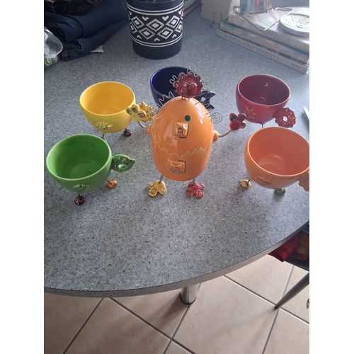 Service À Café Forme Clowne En Céramique Multicolore