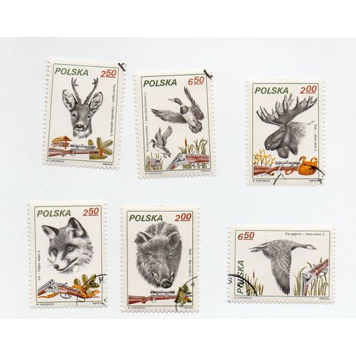 Pologne- Série De 6 Timbres Oblitérés- Chasse