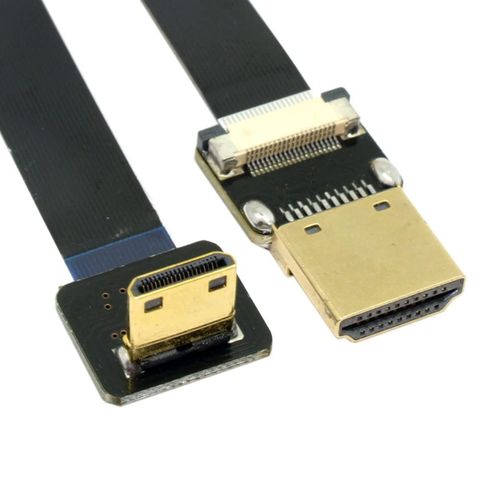 Câble Plat Micro Hdmi Mâle Vers Hdmi Fpv Fpc - 90 Degrés Vers Le Bas - 50 Cm - Pour Photographie Aérienne Avec Multicoptère[YIN4181375]
