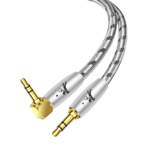 Câble Jack Audio 3.5Mm Mâle Vers Mâle Prise Jack 90 Degrés[2M] Cable Aux Hifi Stéréo Nylon Tressé Câble Auxiliaire Voiture Pour Ipod, Iphone, Tv, Mp3, Ordinateur Portable, Écouteur[YIN4181580]