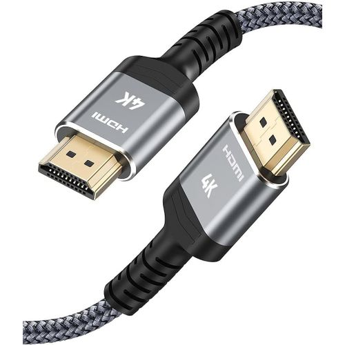 Câble Hdmi 2M Haute Vitesse Avec 2,0 Connecteurs Haute Vitesse Plaqués Or Et Câble Vidéo Compatible Ethernet 4K Uhd 2160P Hd 1080P, 3D Gris[YIN4180405]