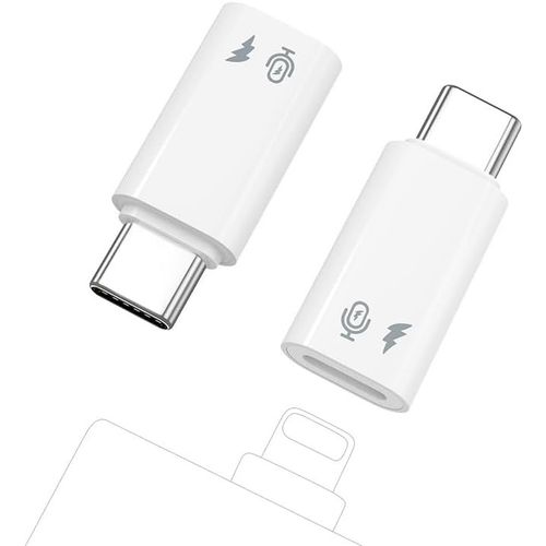 Adaptateur Microphone Lightning Vers Usb C 2Pzs, Adaptateur Usb C Mâle À Lightning Femelle Pour Microphone De Lavalier Sans Fil Pour Iphone 16/15 Plus Pro Max, Ipad Pro/Air, Pas Po[YIN4182991]