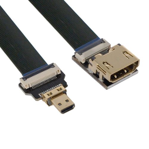 Câble plat Micro HDMI femelle 0.2m - Pour transmission FPV 1080p - Flexible et résistant - JACK DANIELS