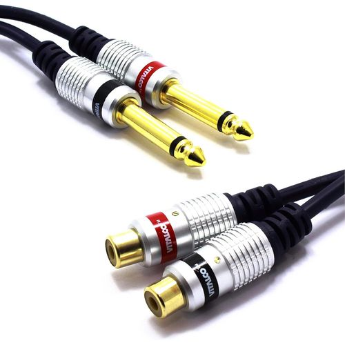 Adaptateur Jack 6.35Mm Mono Vers 2X Rca Femelle Câble Double Cinch Vers Jack 6.35 Ts Mâle Connecteur 15Cm 0,15M[YIN4181200]