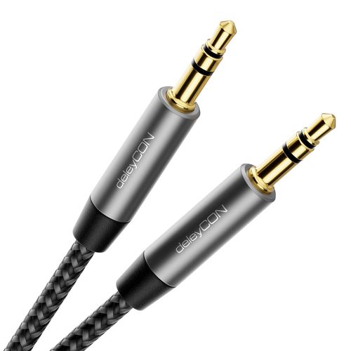 1M Nylon Câble Jack Audio 3,5 Mm Stéréo Aux Câble En Nylon Prise Métallique Téléphone Portable Smartphone Tablette Ecouteurs Pour Chaîne Hifi - Noir[YIN4181024]