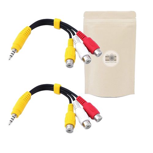 X2 Adaptateur Mini Jack Male Vers 3 Rca Femelle Coaxial Cable Audio Vidéo Flexible Composite Jaune Blanc Rouge Minijack 3.5Mm - Marque Française[YIN4180409]