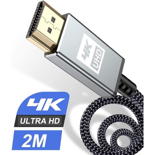 Câble Hdmi 4K 2M,Câble Hdmi 2.0 Haute Vitesse Par Ethernet En Nylon Tressé Supporte 4K@60Hz 2K@144Hz 3D/Hdr Retour Audio-Cordon Hdmi Pour Lecteur Blu-Ray/ Ps3/Ps4/ Tv 4K Ultra Hd/E[YIN4182263]