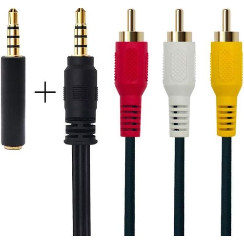 Cordon vidéo 3.5mm vers 3 RCA 1m - Câble audio/vidéo universel - Pour smartphones, MP3 et systèmes home cinéma - JACK DANIELS