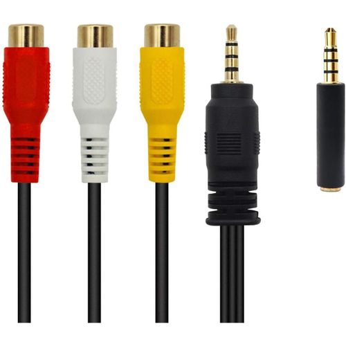 Câble AV 3,5 mm vers 3 RCA 1,5 m ¿ Transfert audio et vidéo ¿ Compatible MP3, PC et tablettes - JACK DANIELS