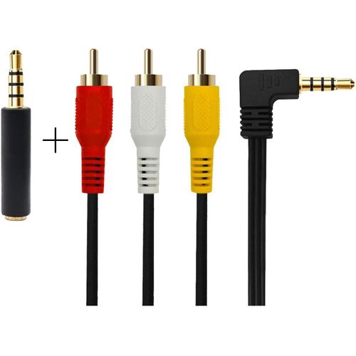 Adaptateur RCA vers jack 3.5mm coudé 1m - Câble stéréo mâle/mâle - Pour connexion audio/vidéo entre appareils multimédias - JACK DANIELS
