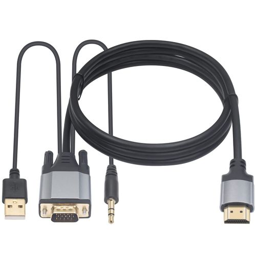 Câble Vga Vers Hdmi, Convertisseur Vga Vers Hdmi Avec Port Audio De 3,5 Mm Et Port D'Alimentation Usb 2.0, Interface Mâle Vga 1080P Vers Câble Hdmi Mâle Pour Moniteur, Tv, Ordinate[YIN4182146]