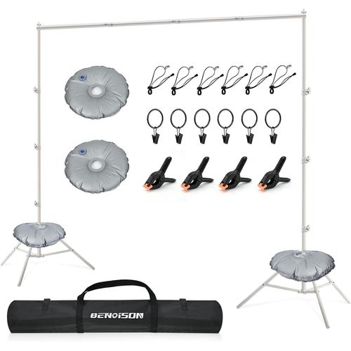 Support De Toile De Fond - 2,6X3M Réglable Support Toile De Fond Avec 10 Pinces & 2 Sac À Eau Pour Studio Photo, Vidéo, Fête, Mariage (Blanc)[YIN4184758]