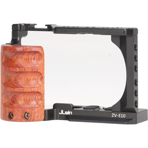 Cage De Caméra Avec Poignée Latérale En Bois Pour Appareil Photo Sony Alpha Zv-E10, Stabilisateur Vidéo, Cadre D'Extension En Alliage D'Aluminium Avec Griffe Froide 1/4""-20 3/8""-16[YIN4186927]