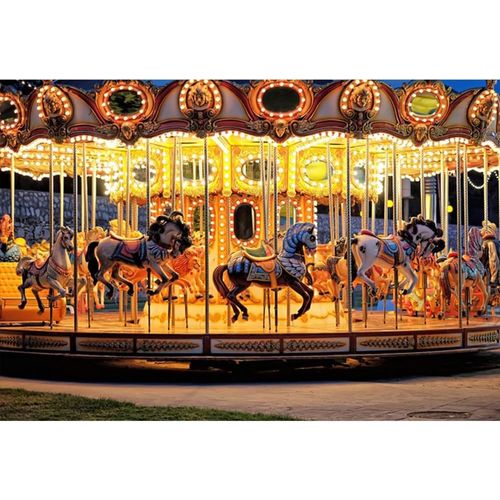 3X2M Vinyle Photographie Toile De Fond Carrousel Playground Manège Carnaval De Fête Foraine Colroful Figures De Cheval Fond De Studio Photo Vidéo Photo Shooting Accessoires[YIN4185459]