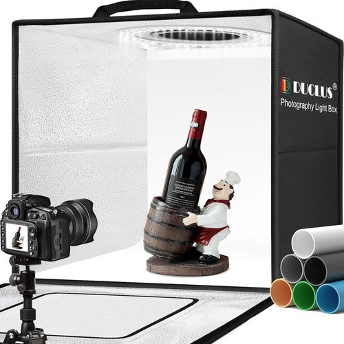 Boîte Photo Pour La Photographie De Produits, 50X50X50Cm Kit Studio Photo Pliable Avec 216 Led D'Éclairage Et 6 Fonds Pvc Pour La Photographie De Bijoux/Artisanat/Petits Objets[YIN4186204]