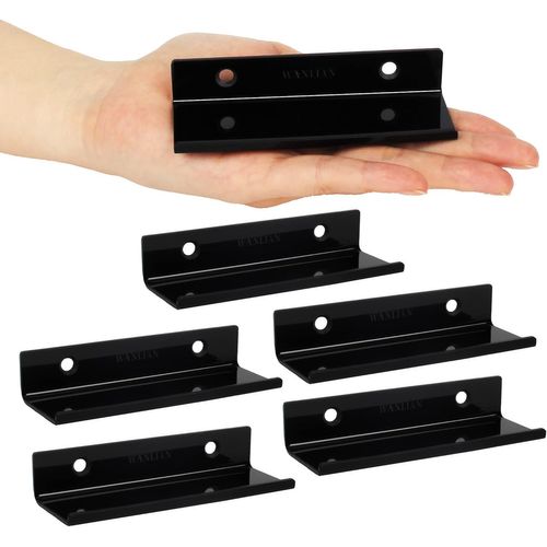 Lot De 6 Supports Muraux En Vinyle Pour Panneaux Et Photos De 10 X 3,5 X 2 Cm Avec 12 Vis Murales (Noir)[YIN4183593]