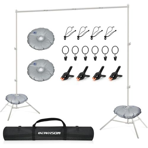 Support De Toile De Fond - 2X3M Réglable Support Toile De Fond Avec 8 Pinces & 2 Sac À Eau Pour Studio Photo, Vidéo, Fête, Mariage (Blanc)[YIN4184759]
