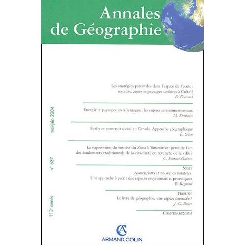 Annales De Géographie N° 637 Mai-Juin 2004