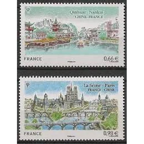 Cinquantenaire Des Relations Diplomatiques Avec La Chine : Nankin Et Notre Dame De Paris La Cité La Paire Émission Commune France/Chine Année 2014 N° 4847 4848 Yvert Et Tellier Luxe