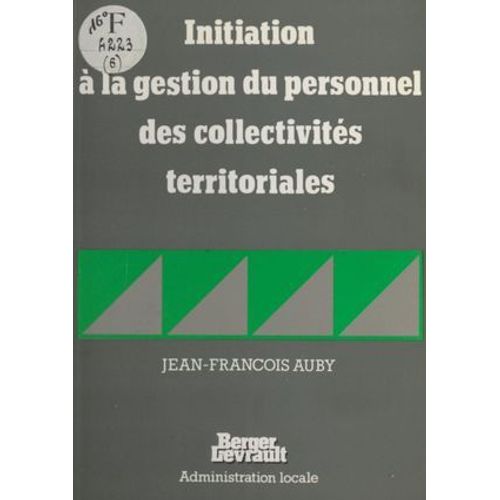 Initiation À La Gestion Du Personnel Des Collectivités Territoriales