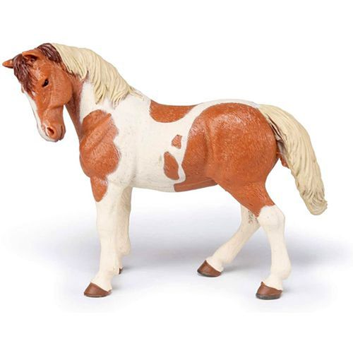 Figurine Papo : La Jument Pinto, Blanche Et Marron.