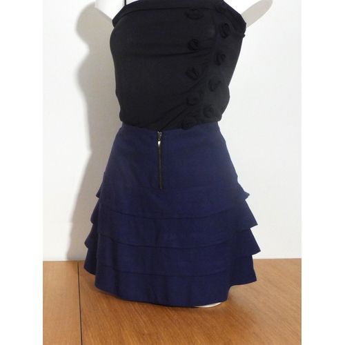 Jupe Courte Violet À Volants- Taille 36/38- Camaieu