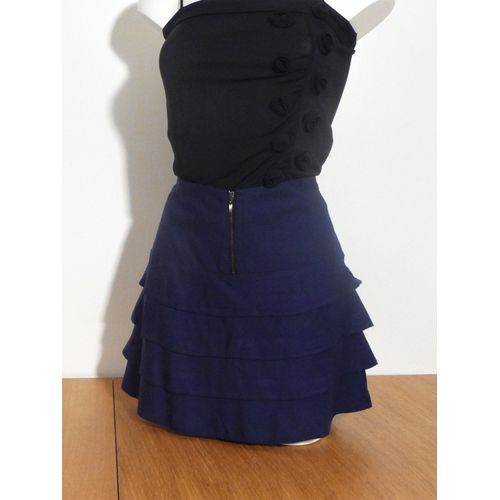 Jupe Courte Violet À Volants- Taille 36/38- Camaieu