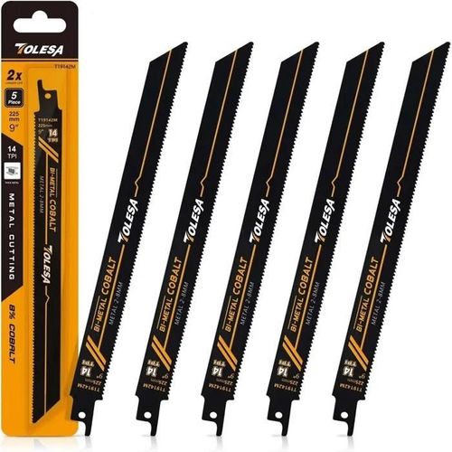 TOLESA Lot de 5 pcs Lames de scie alternative pour métal 225 mm lame de scie bimétal
