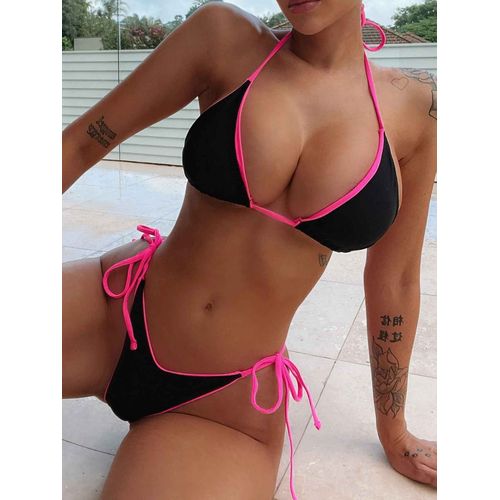 2025 été femmes Micro Bikini ensemble Sexy licou à lacets maillots de bain Push Up string Trikini dos nu maillot de bain maillot de bain Monokini
