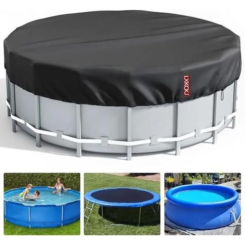 Bâche 4 Saisons pour Piscine Hors Sol, Bâche Protection pour Piscine, Couverture de Extérieur Ronde Spa Baignoire (3,7 M, Noir)