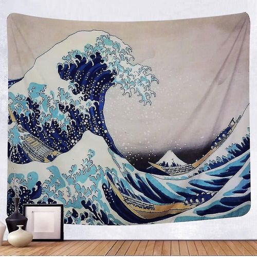 Tapisserie De La Grande Vague De Kanagawa ¿ Décoration Murale Mandala Indien, 130 X 150 Cm, Polyester Doux