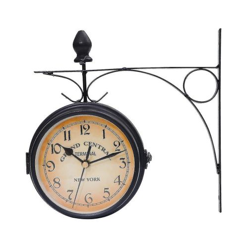 Horloge murale antique double face avec motif fleur de lys ¿ Style vintage pour la décoration intérieure, le salon et le bureau