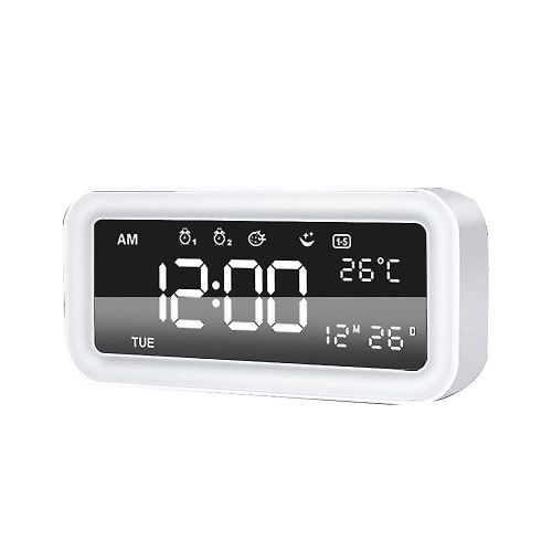 Réveil intelligent à LED avec fonction répétition, affichage de la température, mode coucher de soleil et alimentation USB - Élégant et compact
