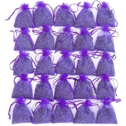 25 sachets de lavande ¿ Sachets de fleurs séchées artisanales pour l'aromathérapie, la relaxation et le parfum d'intérieur