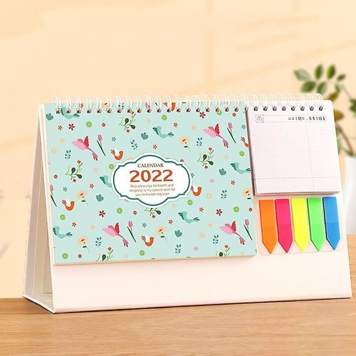 Mini calendrier de bureau 2022 - Organiseur de notes quotidiennes pour la maison et le bureau, papier kraft, design à trois volets, cadeau idéal