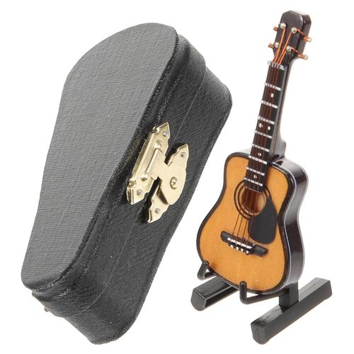 Guitare miniature avec support ¿ Jouet décoratif pour la maison et la poupée ¿ Idée cadeau idéale