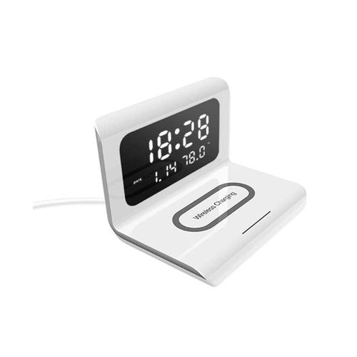 Horloge Numérique 2 En 1 Et Chargeur Sans Fil Rapide - Certifié Qi, Grand Écran Led, Port Usb, Compatible Iphone Et Samsung