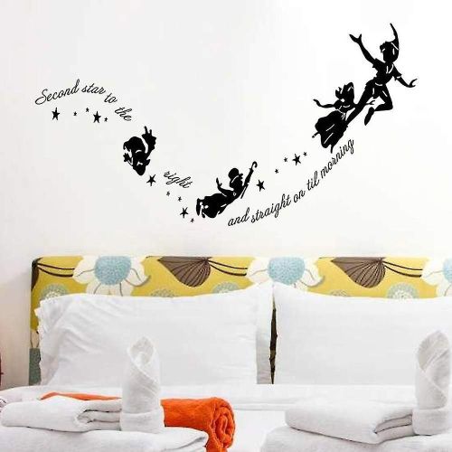 Stickers muraux Peter Pan - Citations et personnages inspirants - Autocollants amovibles pour la décoration intérieure et les chambres d'enfants
