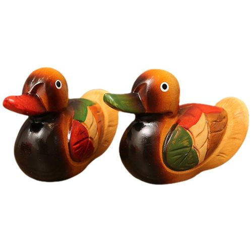 Charmante figurine de canards mandarins en bois ¿ Cadeau de mariage idéal et décoration d'intérieur ¿ Design durable et élégant